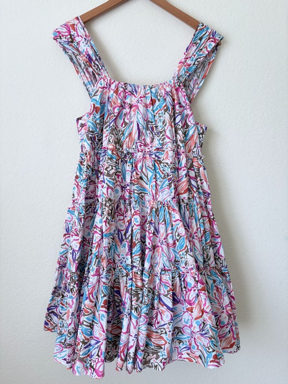 Sofie The Label Dress Womens Medium Floral Tiered Mini Pink Cotton Cottagecore M